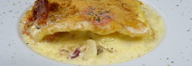 TOPINAMBOURS EN GRATIN DE REBLOCHON & CROUSTILLANT DE BISCUIT DE RHUYS