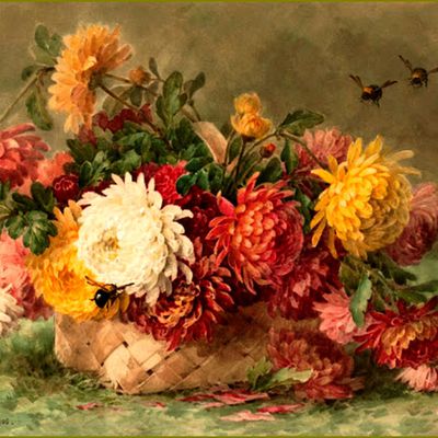 Les fleurs par les grands peintres -  Paul de Longpré (1855-1911) - chrysanthèmes 