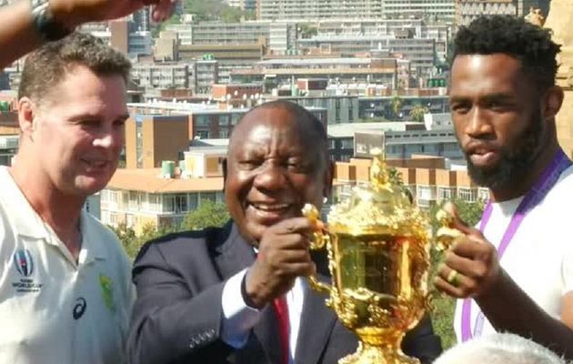 [Photos] Ramaphosa et les Sud-Africains célèbrent leurs champions du monde de rugby