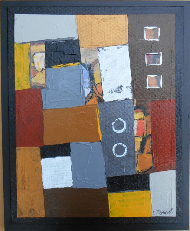 Compositions Abstraites sur Cartons entoilés 22x27 - 27x27 - 24x32 - 29x37 - Acrilyque Collages et Gaze