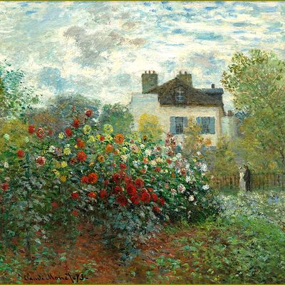 Les fleurs par les grands peintres -   Claude Monet - jardin Argenteuil  - les dahlias