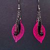 Boucles d'oreilles fuschia/noir