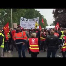 Loi Travail - (vidéo) Manifestants devant l'entreprise visitée par Hollande à Grand-Quevilly
