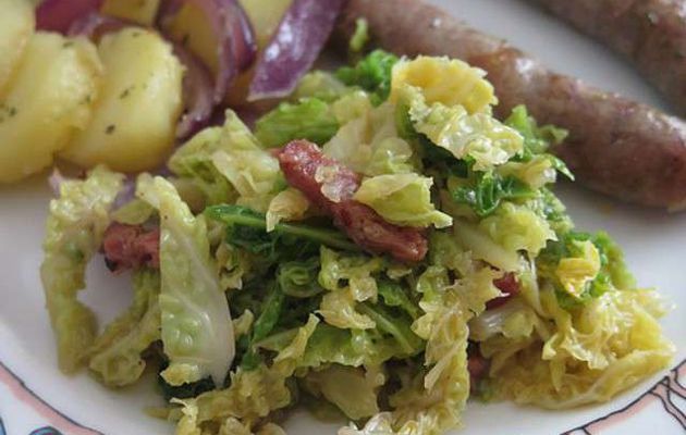 Recette chou vert lardons pomme de terre