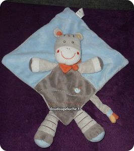 doudou ane zebre cheval plat bleu gris nicotoy