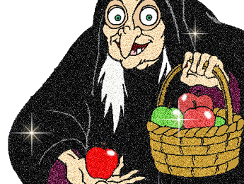 Sorcière - Pommes - Panier - Blanche neige - Disney - Gif scintillant - Gratuit