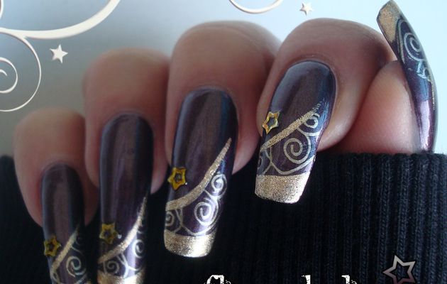 Nail Art Byzance ( violet+or )
