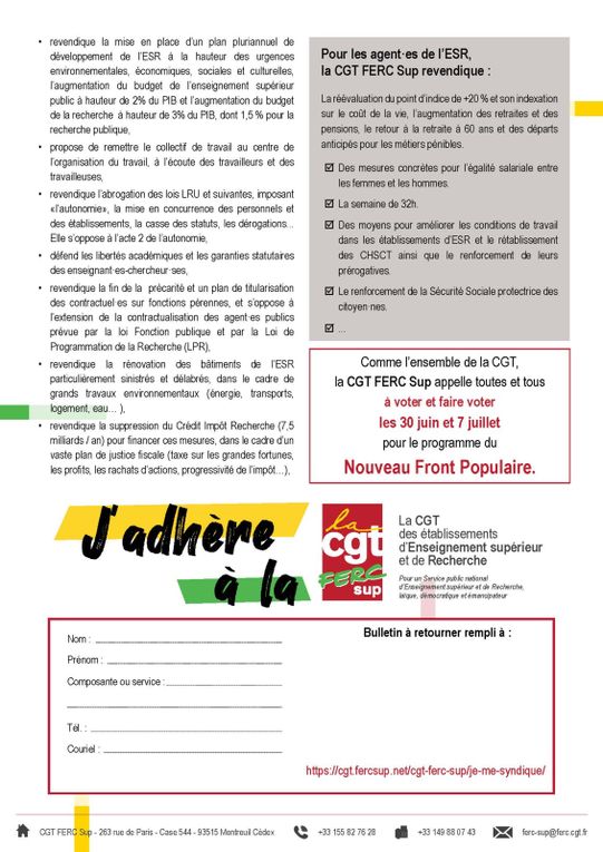 Appel Union nationale CGT FERC Sup