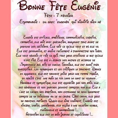 Carte Bonne Fête Eugénie - 7 février