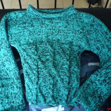 Pull en deux fils" turquoise et noir"