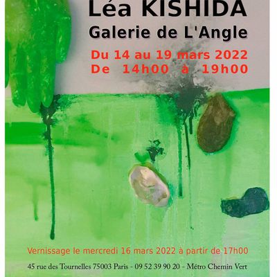 Rendez-vous à l'exposition "Extériorisations" de Léa KISHIDA du 14 au 19 mars 2022 à la Galerie de L'Angle, Paris 