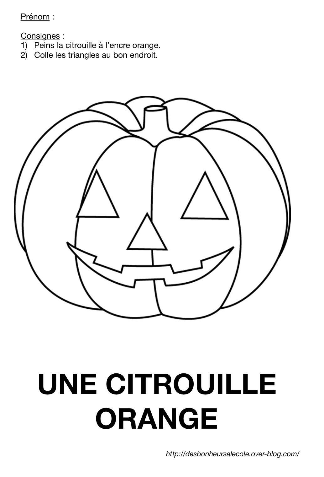 La citrouille d'Halloween à imprimer (petite section de maternelle) - Des Bonheurs à l'École
