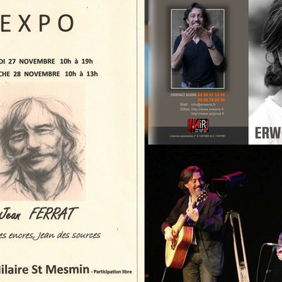HOMMAGE à JEAN FERRAT à St Hilaire St Mesmin : Exposition + concert d’ ERWENS - 27 et 28 novembre - Organisation FestHilaire