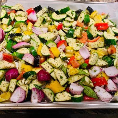 Légumes variés cuits au four 