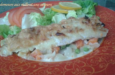 Filet de poisson gratiné et ses petits légumes