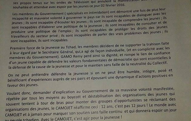 Tchad: GAMO REMY accusé de trahison puis suspendu par le CAMOJET