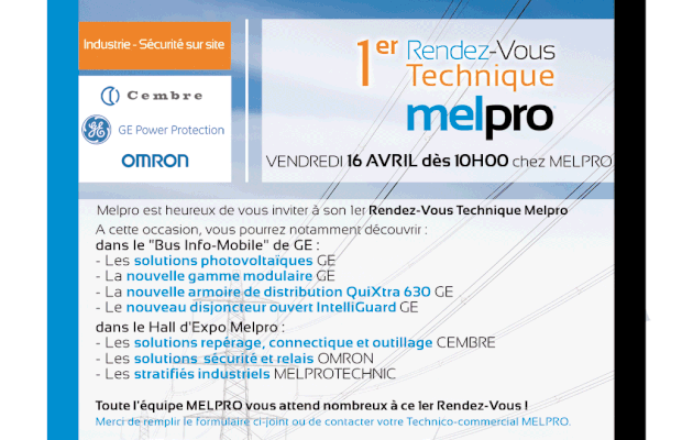 ÉVÉNEMENT vendredi 16 AVRIL chez MELPRO: Le 1er Rendez-Vous Technique Melpro !