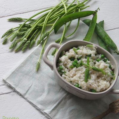 Risotto aux petits pois et asperges des bois