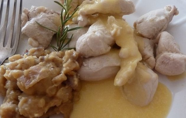 Poulet aux chataignes et fondue de parmesan