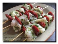 Brochettes de lotte et chorizo.