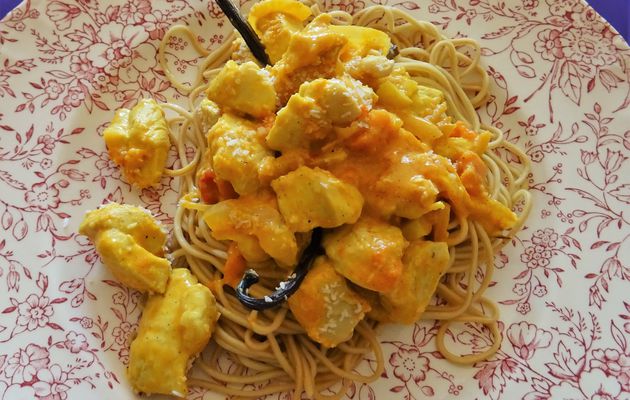 Wok de poulet curry/coco à la vanille 