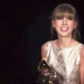 Taylor after winning her grammy.