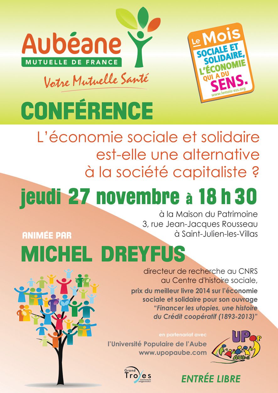 27 NOVEMBRE : L'ECONOMIE SOCIALE ET SOLIDAIRE EST-ELLE UNE ALTERNATIVE A LA SOCIÉTÉ CAPITALISTE ?