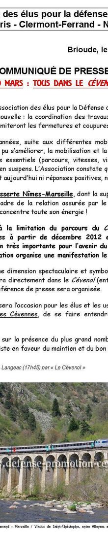 MANIFESTATION en faveur du CEVENOL le 30 mars 2012