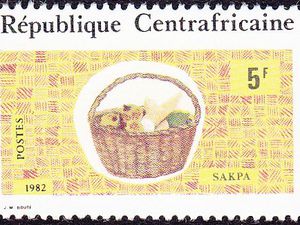 Centrafrique : timbres sur des objets usuels  et decoratifs