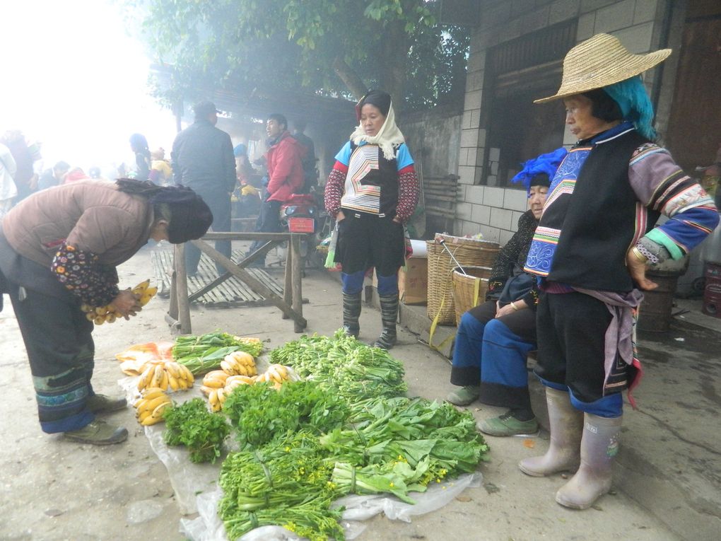 La brume se lève à peine, le petit village de Pangzhihua se réveille à peine. C'est jour de marché. Minorités Yi et Hani sont au rendez-vous.