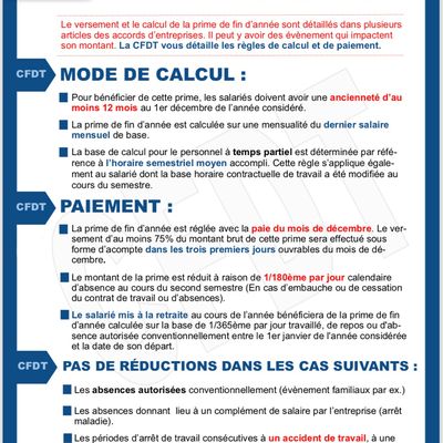 Fiche pratique : La prime de fin d’année 
