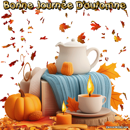 Bonne journée d'automne - bougies - feuilles mortes