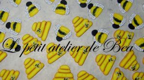 Boutons abeilles et ruches en fimo