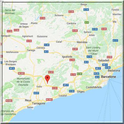 Espagne - Vila Rodona - Position château sur carte