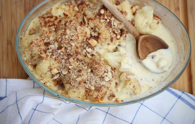 Gratin de chou-fleur, fromage de brebis et amandes - Thermomix -