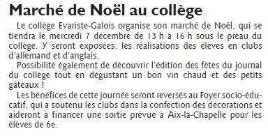 ALGRANGE: Marché de Noël 2011, au C.E.S. Evariste Galois
