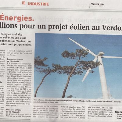 PMVEnergies - 70 Millions pour un projet éolien au Verdon