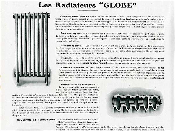 Les radiateurs ornés &quot;Globe&quot; 1909