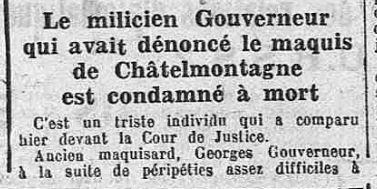4 février 1944 : attaque du maquis de Châtel-Montagne