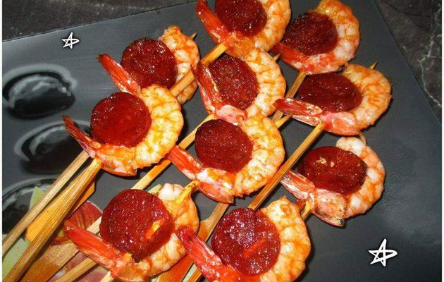 Brochettes Crevettes/Chorizo 