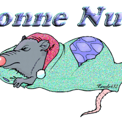 Bonne nuit - Rat - Gif scintillant - Gratuit