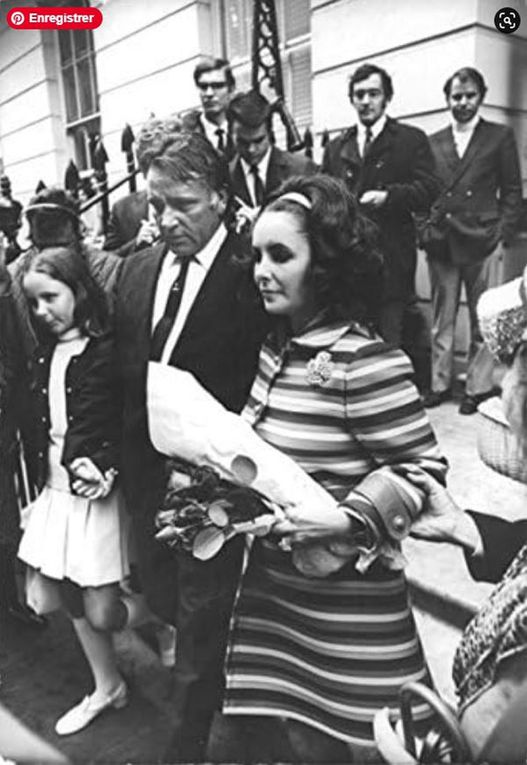 1968 July 24, London - Richard Burton leaves the hospital where Elizabeth Taylor is operated with his daughters Maria Burton, Liza Todd and Kate Burton. 1968 July 25, London - AP wire cable:" Children leave the London nursing home after visit to Elizabeth Taylor who is recovering from a operation today" - 1968 August 7:  Elizabeth Taylor leaves the hospital with Richard Burton and his daughter Kate Burton. 