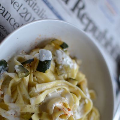 Tagliatelle courgettes et crème de fromage de chèvre