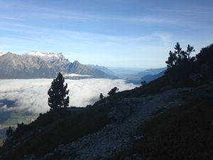 Au-dessus de Plan Foyat, le sentier contourne les paravalanches par la droite.