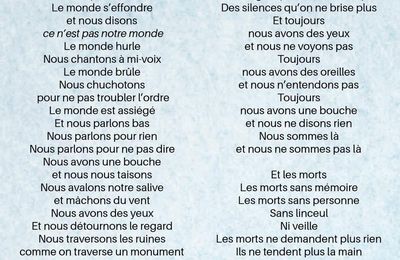 Les Morts Ne Demandent Plus Rien. Un poème de Michele Marcellin Voltaire.