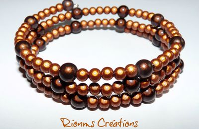 Nouveau bracelet à mémoire de forme marron et marron cuivré en perles magiques