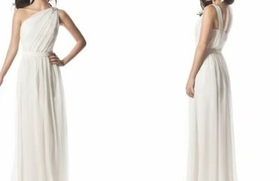 Sheath/Column One Shoulder Chiffon Floor-length Wedding Gowns at ipweddingdresses.com