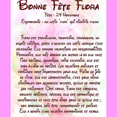 Carte Bonne Fête Flora - 24 Novembre