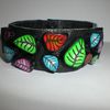 Bracelet fimo-cuir feuilles multicolores