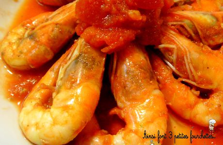 Gambas au curry et tomates fondantes